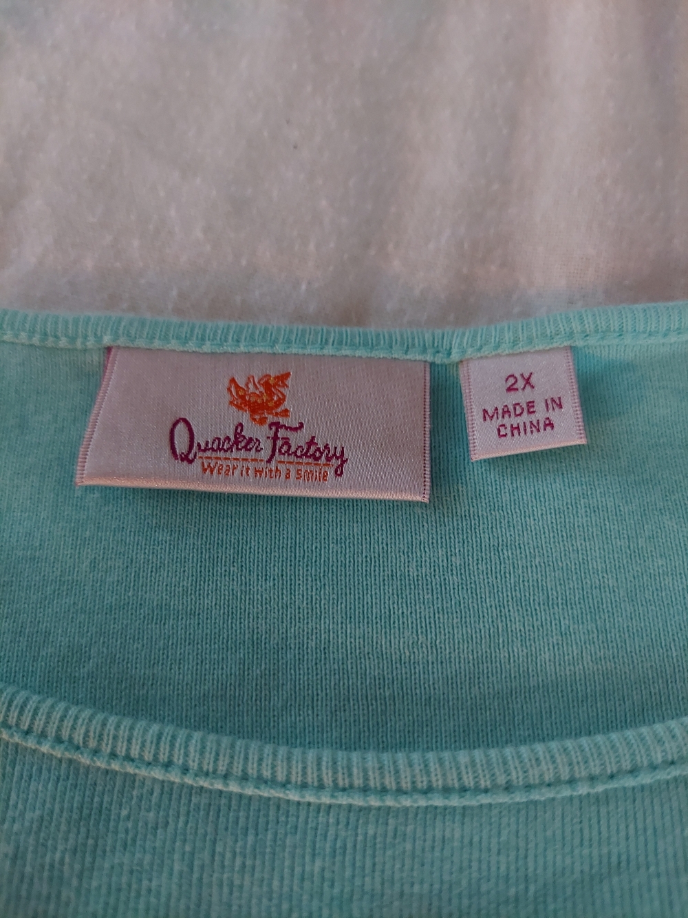 Quacker Factory Aqua Embellished 3/4 Sleeve Top - Picture 2 of 4